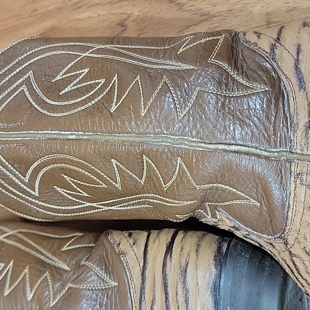 Vintage Tony Lama Wildebeast & Cape Buffalo Leather Cowgirl Boots 6 - Picture 9 of 16
